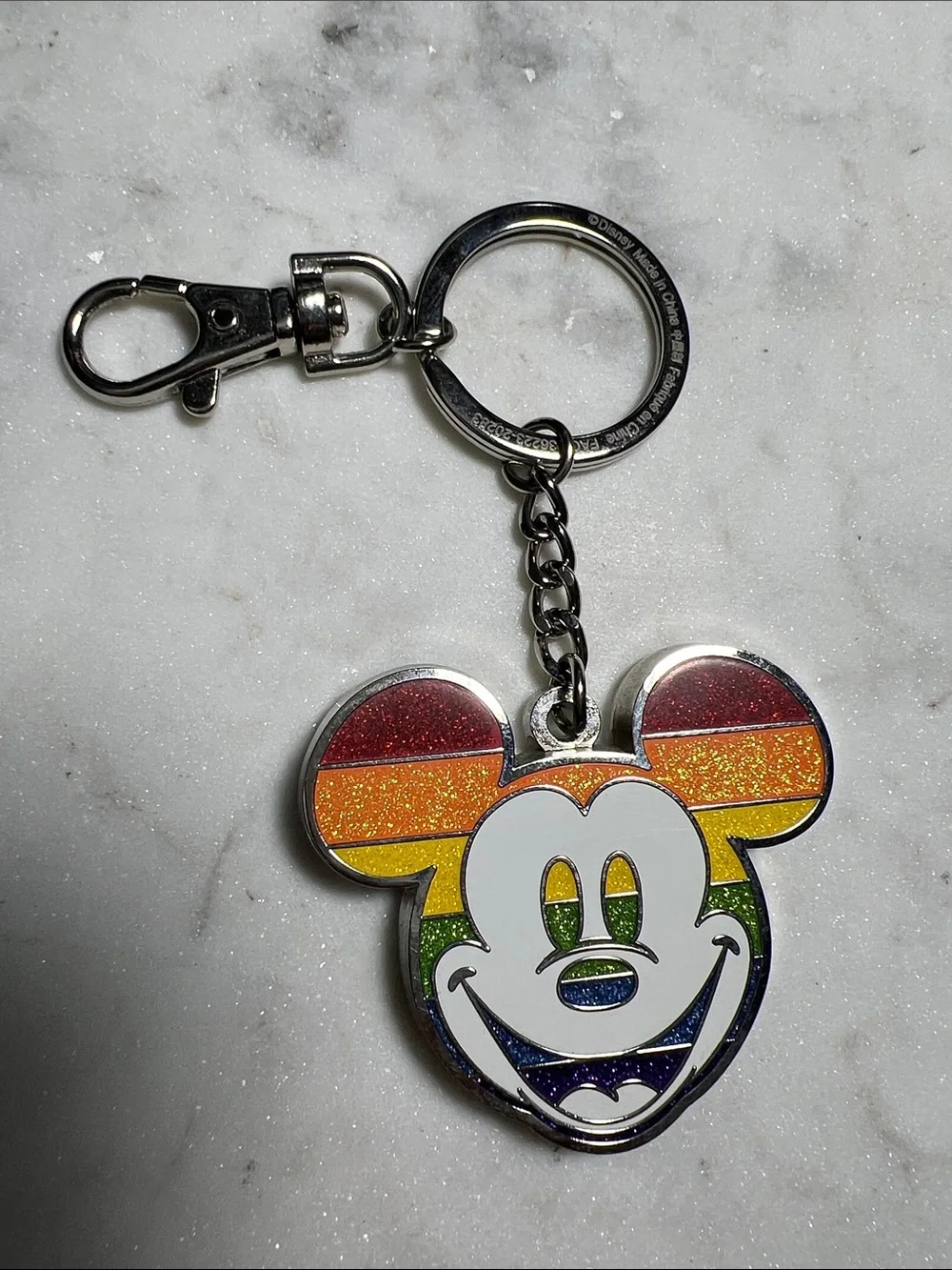 Disney Mickey Mouse Rainbow Glitter Keychain - Multicolor Enamel